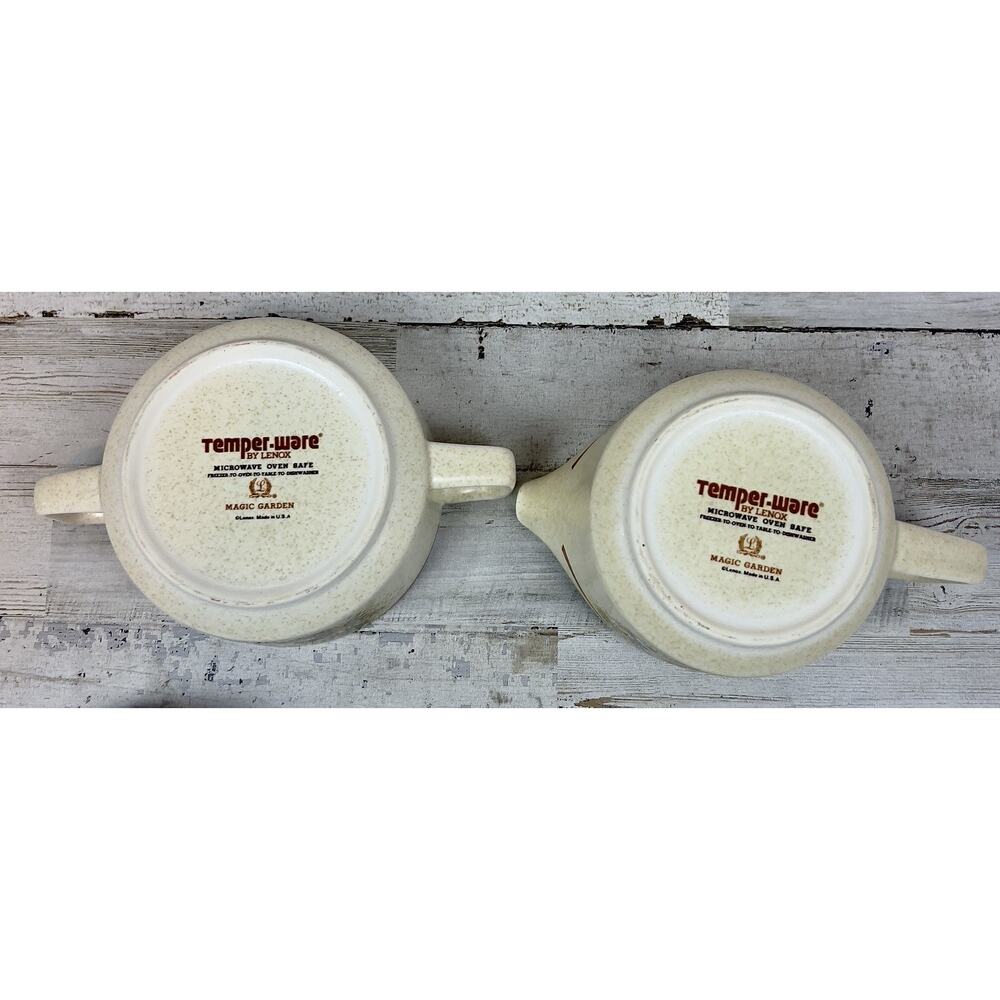 Vintage MCM Lenox Temper-Ware Magic Garden Creamer and Sugar Bowl USA - Picture 6 of 9